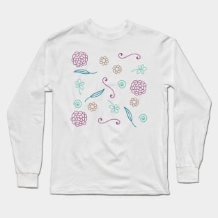 Floral Wine Pattern | Cream Long Sleeve T-Shirt